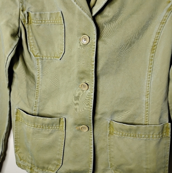 GAP Utility Twill Blazer Olive Green Chore/Safari Jacket Pockets Size Small Y2K - Picture 3 of 6